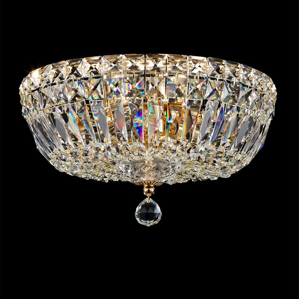 Plafoniera Contemporanea Basfor Metallo Oro 3 Luci Diffusori Tessile