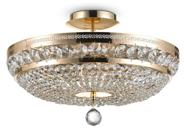 Plafoniera Contemporanea Ottilia Metallo Oro 6 Luci Diffusori Metallo
