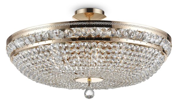 Plafoniera Contemporanea Ottilia Metallo Oro 12 Luci Diffusori Metallo