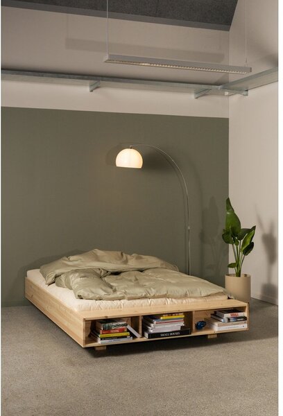 Letto matrimoniale di colore naturale in pino massiccio con rete inclusa 160x200 cm Merge – Karup Design