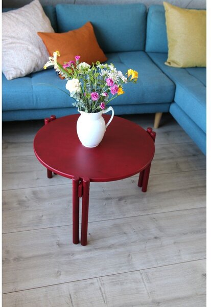 Tavolino rotondo rosso in legno di pino ø 60 cm Sticks - Karup Design