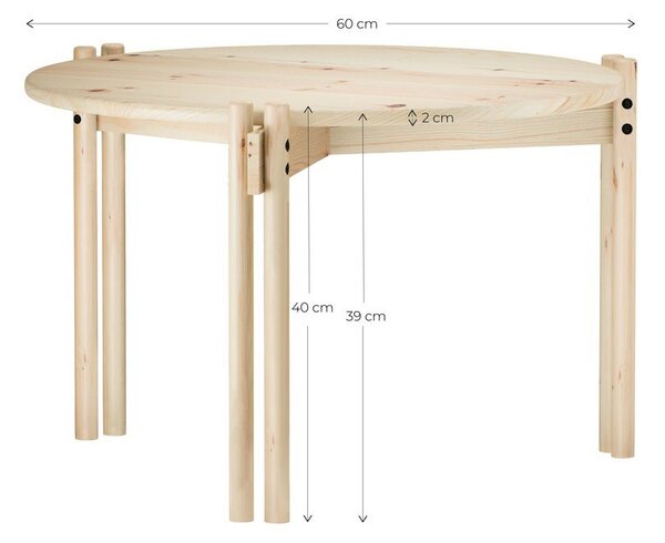 Tavolino rotondo nero in legno di pino ø 60 cm Sticks - Karup Design