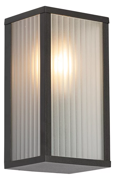 Lampada da parete per esterni nera con vetro a coste IP44 - Charlois