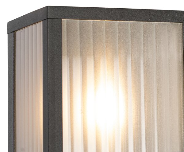 Lampada da parete per esterni nera con vetro a coste IP44 - Charlois
