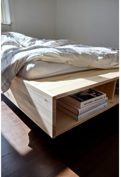 Letto singolo di colore naturale in pino massiccio senza testiera con rete inclusa 120x200 cm Merge – Karup