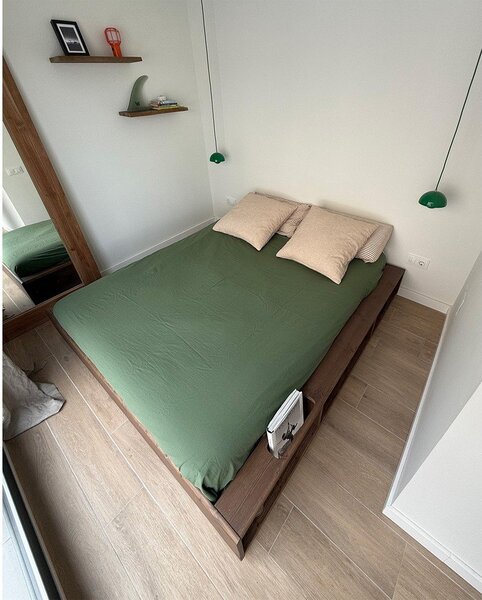 Letto matrimoniale marrone in legno di pino con griglia 180x200 cm Ziggy - Karup Design