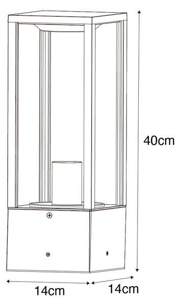 Lampada da esterno da terra nera con vetro rigato 40 cm IP44 - Charlois