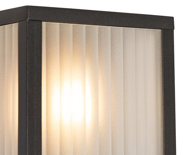Lampada da parete per esterni nera con vetro a coste 2 luci IP44 - Charlois