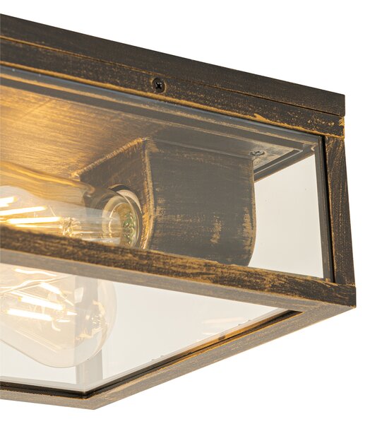 Plafoniera da esterno vintage oro anticato IP44 2 luci - Charlois
