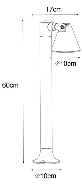 Paletto da esterno moderno marrone ruggine 60 cm IP44 regolabile - Ciara
