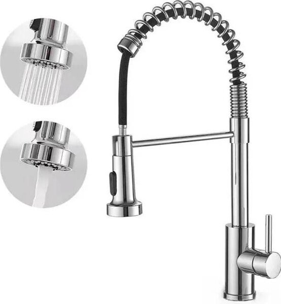 Rubinetto da cucina, funzione spray estraibile, monocomando, cromato, 1 bocca