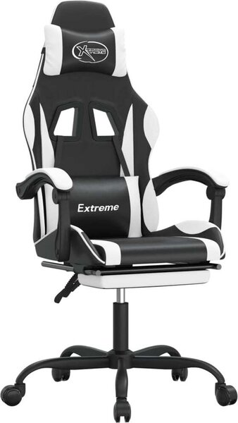 VidaXL Sedia da gioco con poggiapiedi girevole in ecopelle bianca e nera