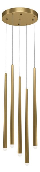 Lampadario A Sospensione Moderno Cascade Alluminio Ottone 5 Luci Led 31W