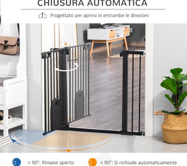 PawHut Cancellino per Cani Regolabile con Porta Piccola e Chiusura Automatica, 75-103x76cm, Nero