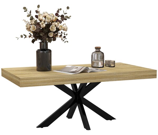 HOMCOM Tavolino da Caffè Stile Industriale in Legno e Acciaio, 110x60x45 cm, Nero e color Legno