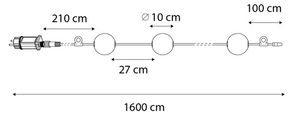 Luci a stringa da esterno moderne 16M con LED integrati 28 luci - Malai