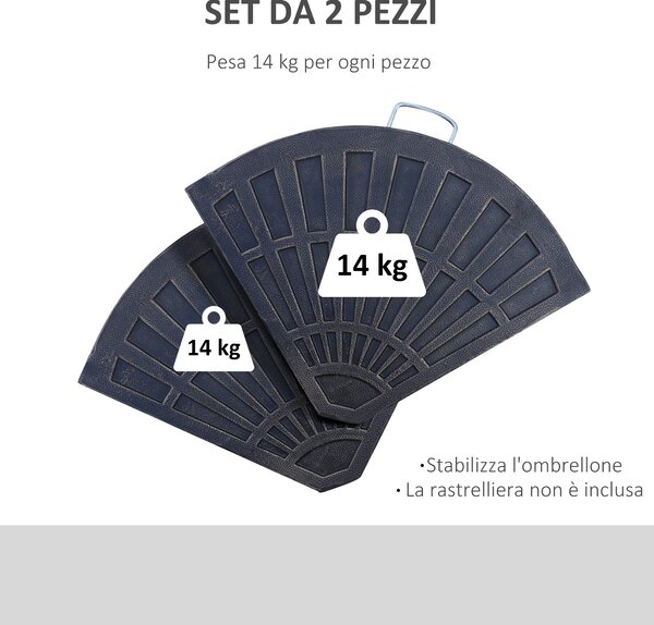 Outsunny Set 2 Pesi per Ombrellone a Base a Croce da 28 kg con Design a Ventaglio, in Colofonia, 66x47x4.2 cm, Bronzo