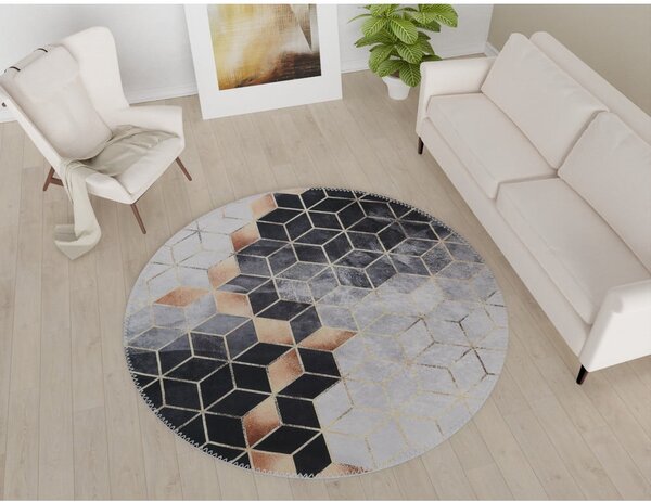 Tappeto rotondo lavabile bianco e nero ø 120 cm - Vitaus