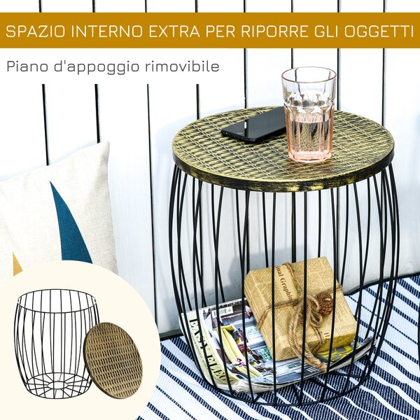 Outsunny Set 3 Tavolini da Giardino Impilabili, Stile Industriale, in Metallo, Arredamento Esterno Moderno, Nero.|Aosom