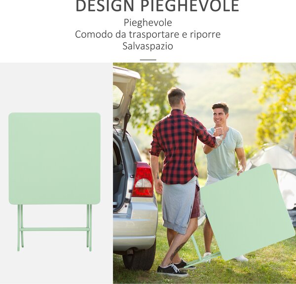 Outsunny Set Tavolo e Sedie da Giardino ed Esterno in Metallo Verde, Set da 3 Pezzi Pieghevole e Salvaspazio|Aosom