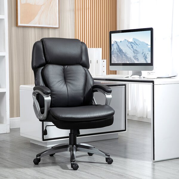 Vinsetto Poltrona da Ufficio Ergonomica con Poggiatesta, Altezza Regolabile e Dondolo, Sedia Girevole con Ruote, 68x76x117-125cm, Nero|Aosom