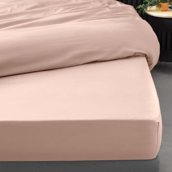 Lenzuolo rosa in percalle di cotone elasticizzato 180x200 cm Percaline - douceur d'intérieur