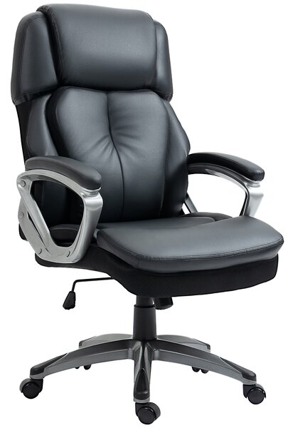 Vinsetto Poltrona da Ufficio Ergonomica con Poggiatesta, Altezza Regolabile e Dondolo, Sedia Girevole con Ruote, 68x76x117-125cm, Nero|Aosom