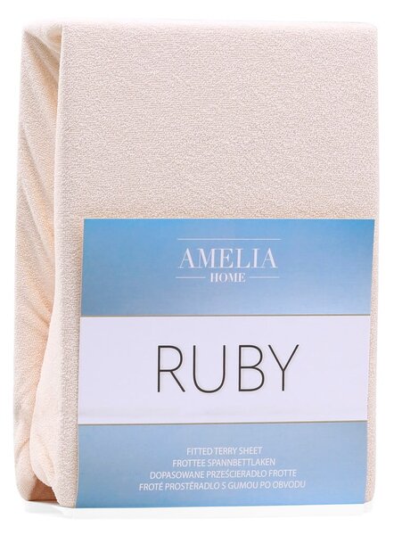 Lenzuolo con angoli beige in terry 160x200 cm Ruby – Restilo