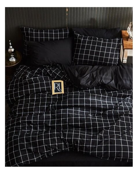 Biancheria da letto matrimoniale nera con lenzuolo 200x220 cm Geometric - Mila Home