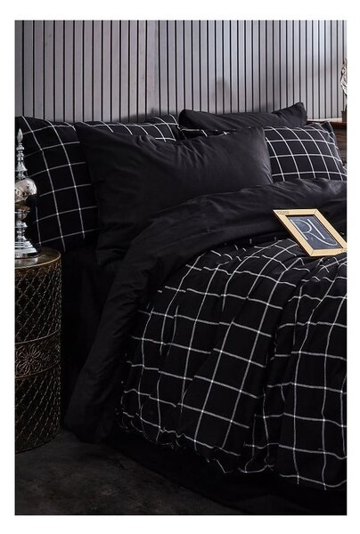 Biancheria da letto matrimoniale nera con lenzuolo 200x220 cm Geometric - Mila Home
