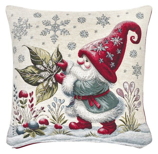 Federa cuscino natalizio gobelin Elfo Foglia Chenille IT033