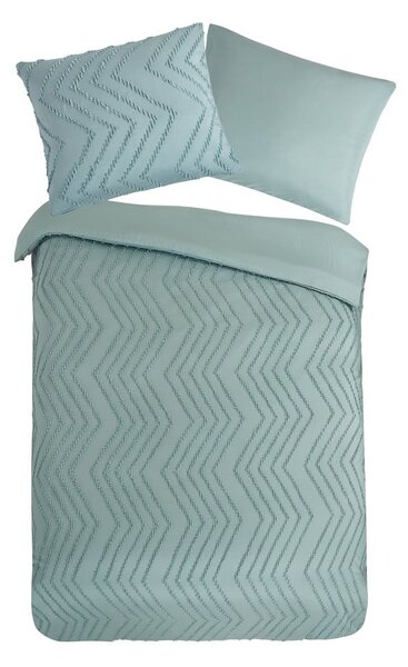 Copripiumino per letto singolo verde chiaro in microfibra 140x220 cm Pure Zigzag - Good Morning