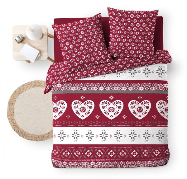 Biancheria da letto rossa in cotone per letto matrimoniale/per letto prolungato 240x220 cm Alpage – douceur d'intérieur