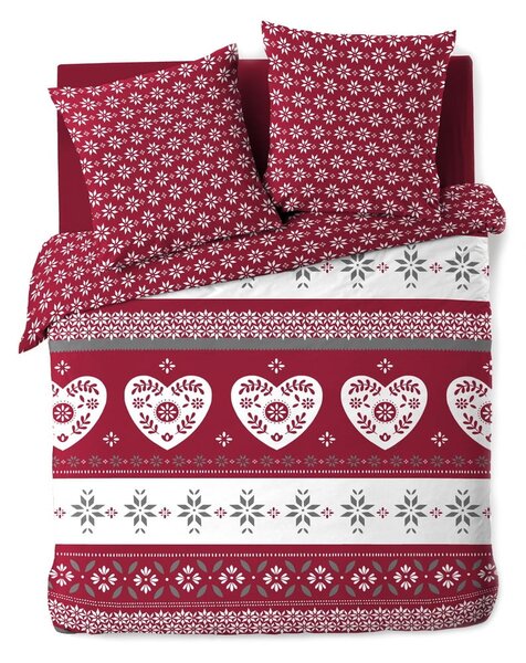 Biancheria da letto rossa in cotone per letto matrimoniale/per letto prolungato 240x220 cm Alpage – douceur d'intérieur