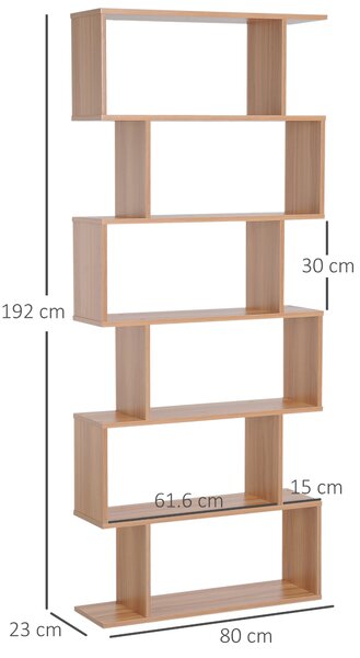 HOMCOM Libreria Scaffale Moderno Zig Zag in Legno Naturale per Soggiorno Casa o Ufficio Design Elegante e Funzionale per Stile Contemporaneo|Aosom