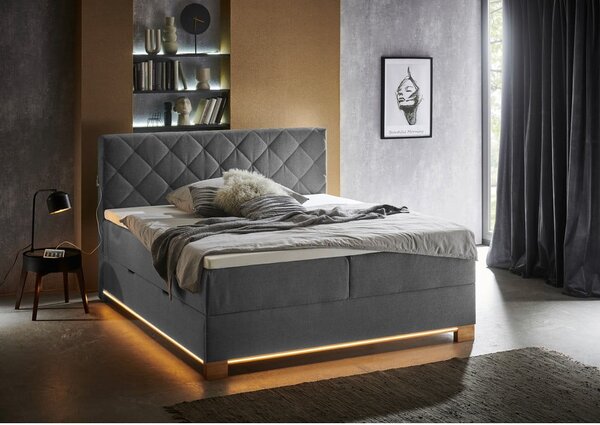 Letto boxspring grigio con contenitore 180x200 cm Messina - Meise Möbel