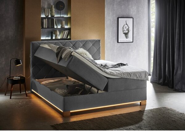 Letto boxspring grigio con contenitore 180x200 cm Messina - Meise Möbel