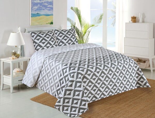 Set con copriletto e federa bianco/grigio con rivestimento trapuntato 220x240 cm Casilla – My House