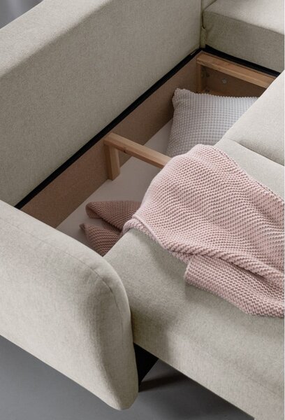Divano letto angolare beige, angolo destro Scandic Lagom - Miuform