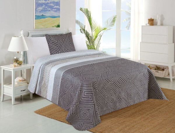 Set con copriletto e federa grigio con rivestimento trapuntato 140x220 cm Plaza – My House