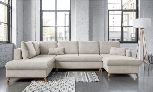 Divano letto beige a "U", angolo sinistro Scandic Lagom - Miuform