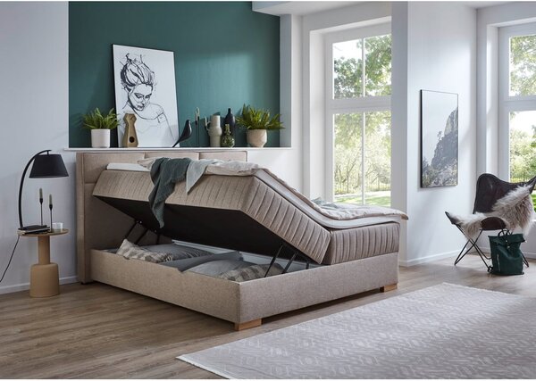 Letto boxspring beige con contenitore 160x200 cm Tambo - Meise Möbel