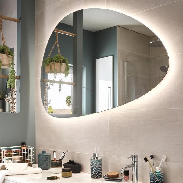 Specchio con illuminazione integrata bagno ciottolo L 120 x H 80 cm SENSEA