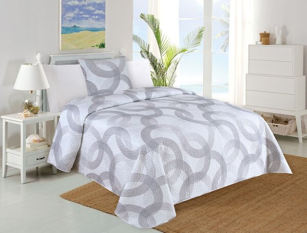 Set con copriletto e federa bianco/grigio con rivestimento trapuntato 140x220 cm Circulo – My House