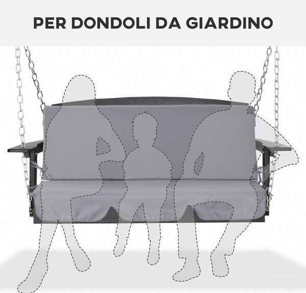 Outsunny Cuscini da Esterno per Dondolo da Giardino 3 Posti con Lacci, 2 Pezzi da 130x45x5 cm, Grigio|Aosom