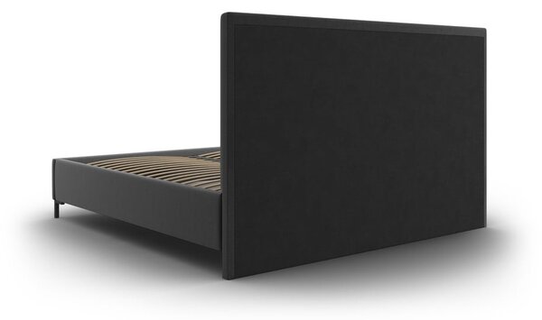 Letto matrimoniale imbottito grigio scuro con contenitore con griglia 160x200 cm Casey - Mazzini Beds