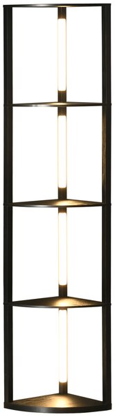 HOMCOM Lampada da Terra a Colonna in MDF con 4 Ripiani e Illuminazione a LED da 3000K, 41x29.5x163.5 cm, Nero|Aosom