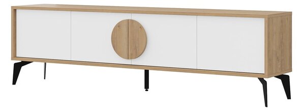 Tavolo TV in rovere decorato in bianco e naturale 180x51 cm Vae - Marckeric