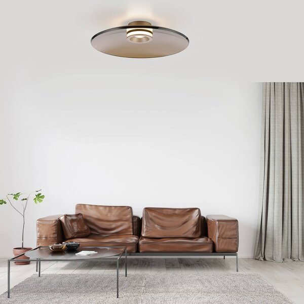 PURE Plafoniera a LED Moon, dimmerabile, Bronzo / Ottone antico, Soggiorno / Sala da pranzo, Vetro, Moderno, Plafoniera LED