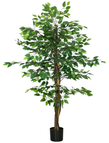 HOMCOM Pianta Artificiale di Ficus Alta 150cm per Interno ed Esterno con Vaso Incluso